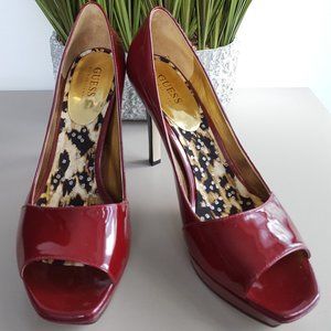 worn once Guess wine  peekaboo size 9.5- 4.5" heel